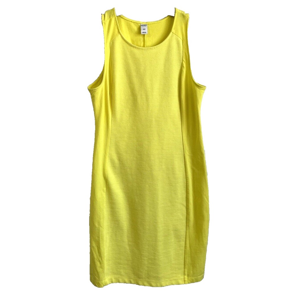 Old Navy Womens Neon Yellow Textured Rib Sleeveless Shift Dress Small
